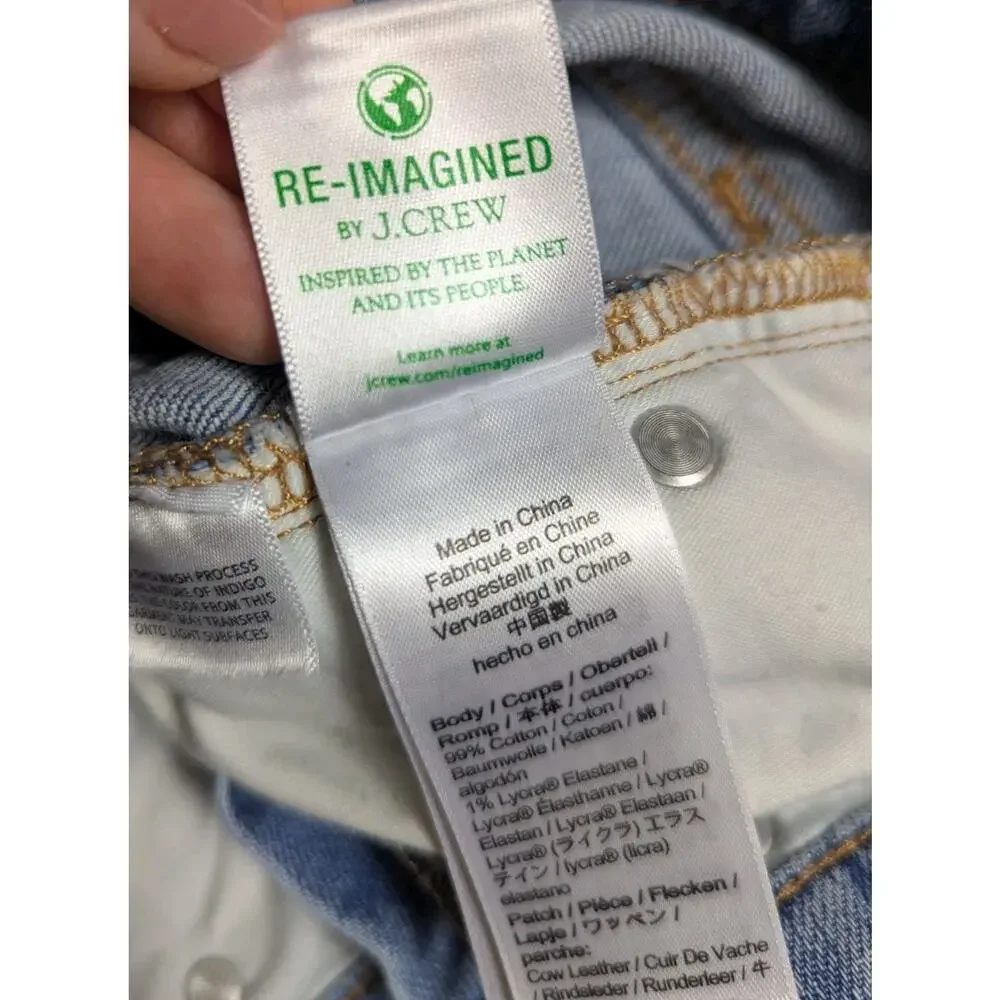 J Crew Jeans Sz 28 Demi Boot Crop Frayed Hem Billie High Rise Denim 10" Light - Picture 9 of 11